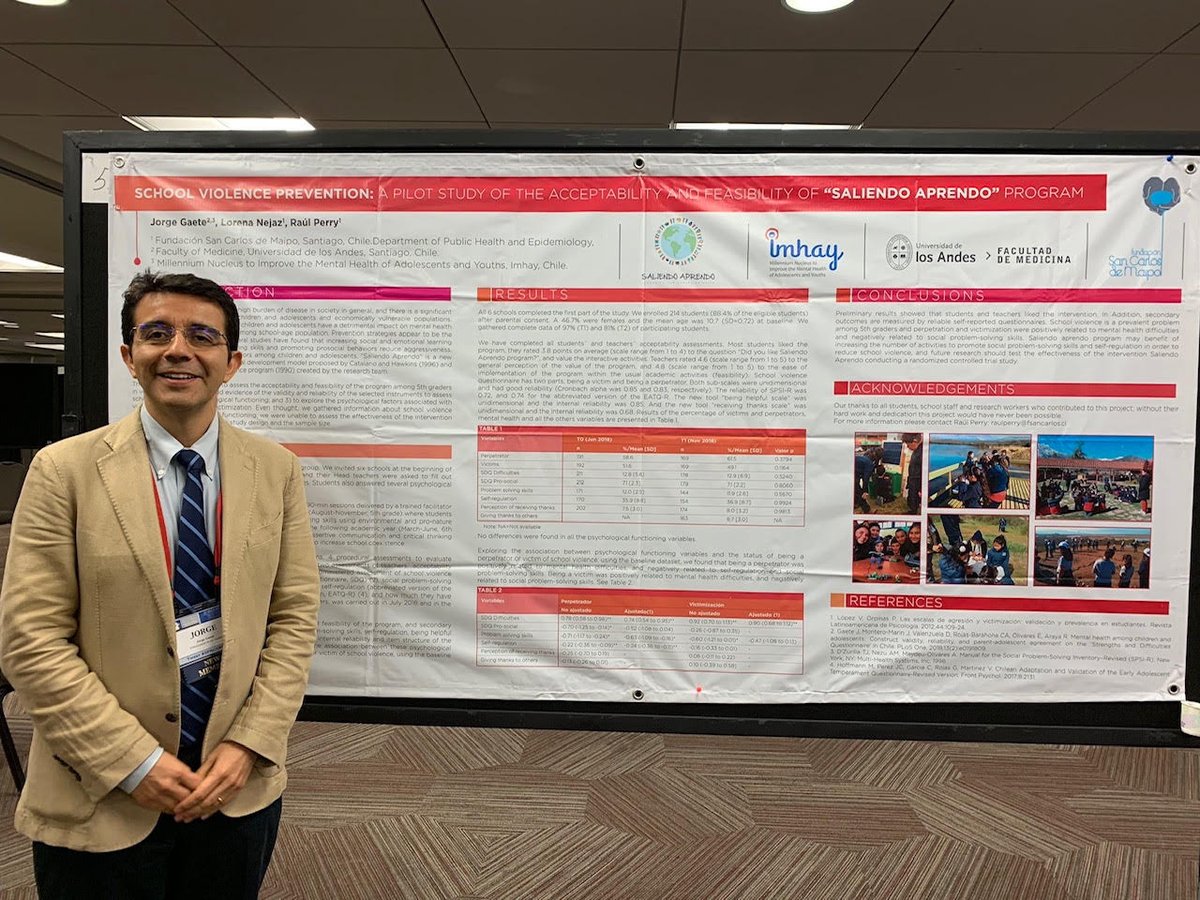 nucleoimhay's tweet photo. ¡#Imhay por el mundo!
Hasta San Francisco, EEUU, llegó nuestro investigador @drjorgegaete para presentar los resultados del estudio piloto del programa "Saliendo Aprendo", que busca prevenir la violencia escolar en adolescentes en Chile. 

#ThisIsPreventionScience #SPRConf2019 https://t.co/o6VysG76VI