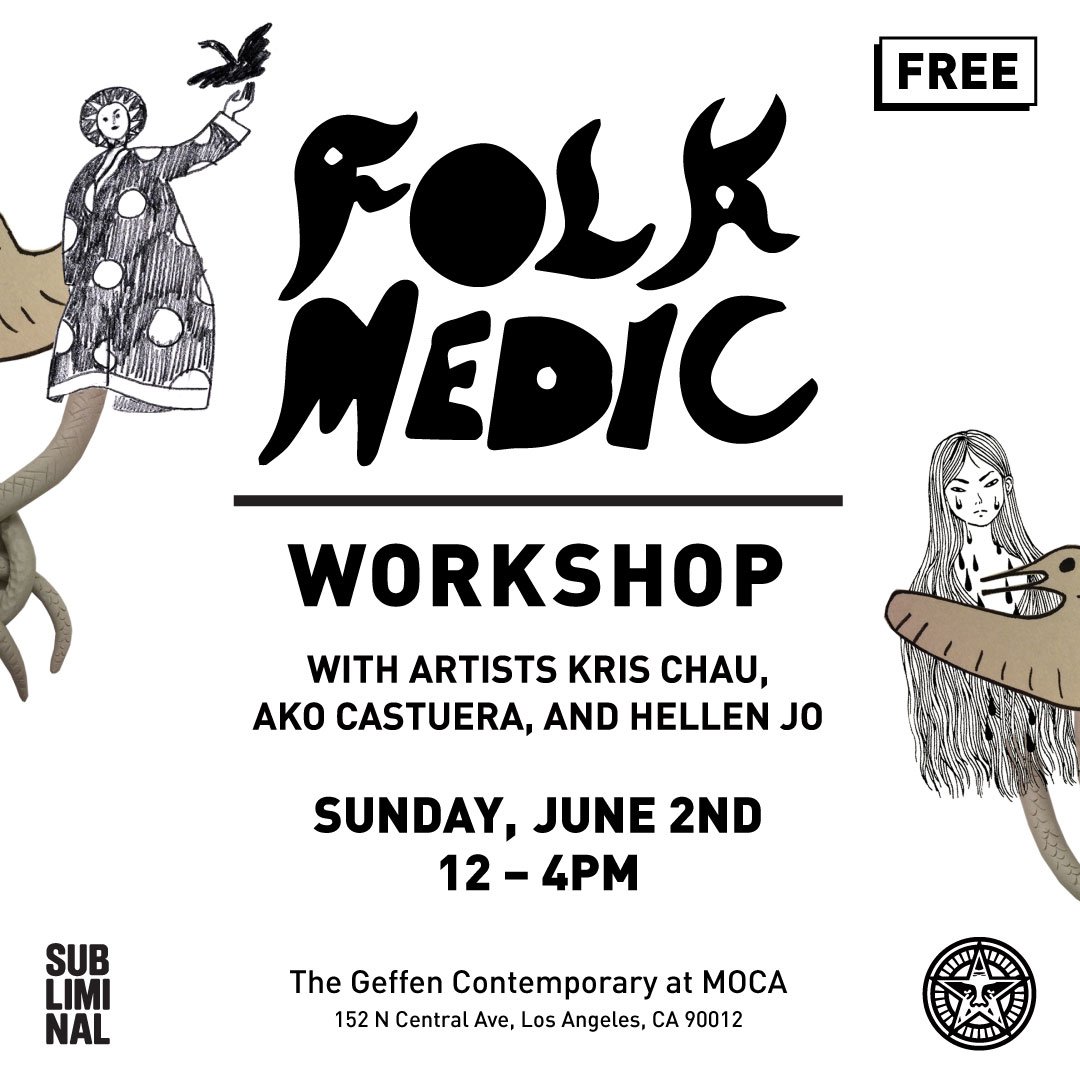 OBEYGIANT's tweet photo. My team at @subliminal_art is teaming up with @MOCAlosangeles on 6/2, 12pm - 4pm for our #FOLKMEDIC workshop on Community Day! Centered around the homelessness crisis in LA, focusing on the youth population affected by the crisis.
Visit: https://t.co/5IbGe2N5oG for more details. https://t.co/1RkUaZU7i5