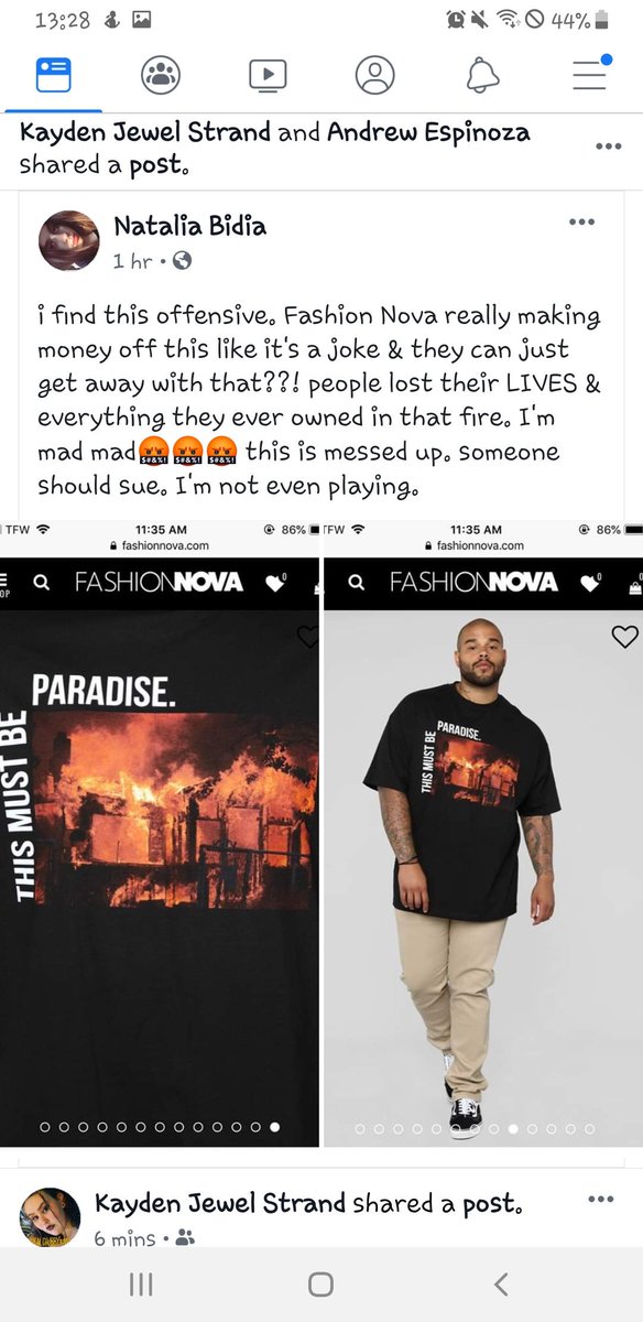 AngelHawley5's tweet photo. @FashionNova THIS IS NOT OKAY IN ANY SHAPE OR FORM
My town PARADISE CALIFORNIA was destroyed in the #CampFire YOUR COMPANY IS MOCKING THE LIVES AND HOMES LOST
#Cancelfashionnova
#Cancled
#horrified https://t.co/tzGXom5zJS