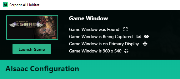 Serpent_AI's tweet photo. https://t.co/FycbDxGkT5 Habitat allows you to launch or tag the window of your target game and will validate in real-time that it is in a valid state for agent use. You also get access to actions (the icons) to fix certain issues. https://t.co/OQu4nDzb5W