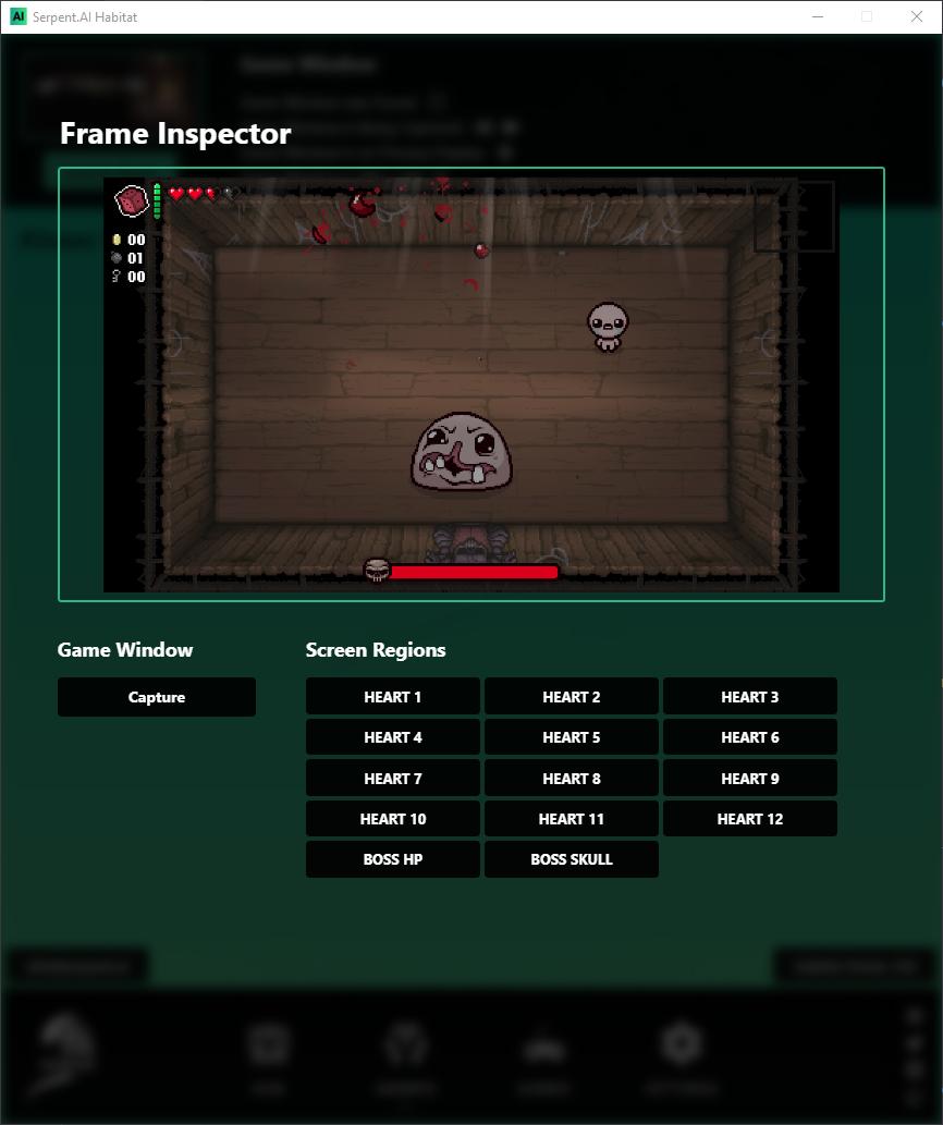 Serpent_AI's tweet photo. https://t.co/FycbDxGkT5 Habitat also gives you access to a frame inspector when a game window is being tracked and captured. You can use it to validate that things look the way they should before starting an agent. https://t.co/DsD71PtHvU