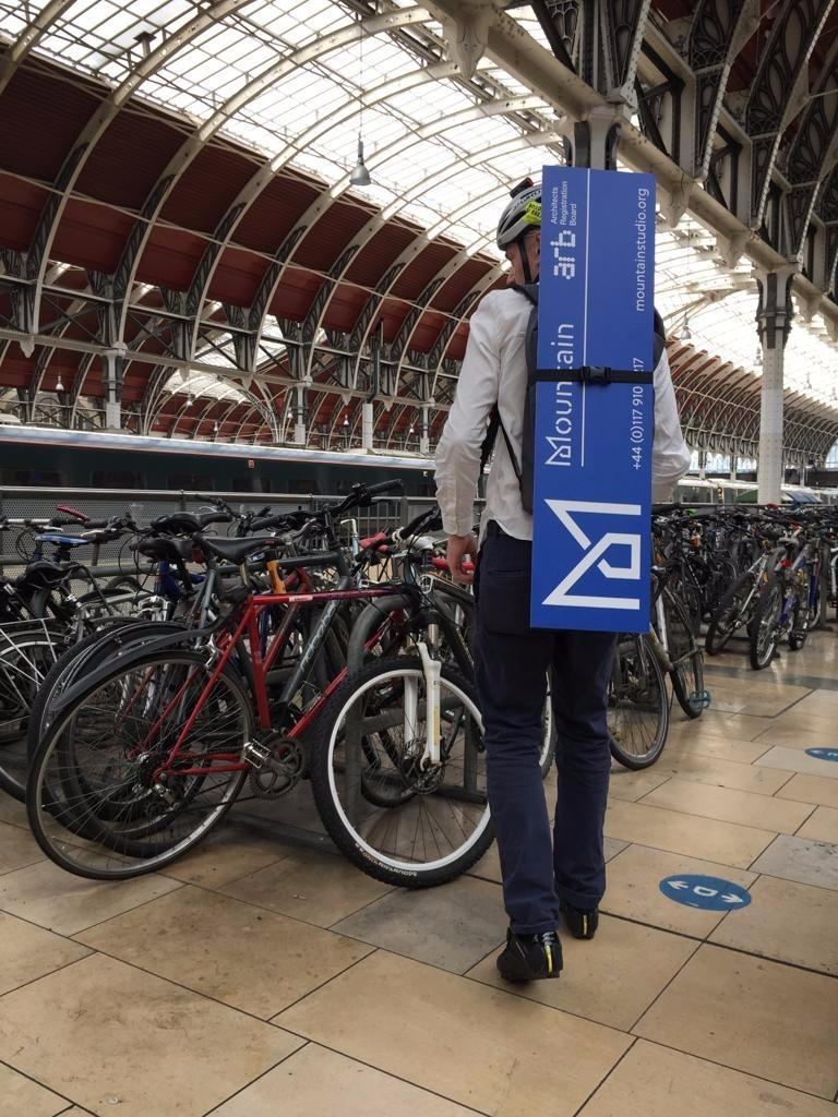 Mountain_______'s tweet photo. Bikes only for getting our newest signboard to site in Camden... has anyone ever seen David on the tube? https://t.co/WaVzdl6A3U