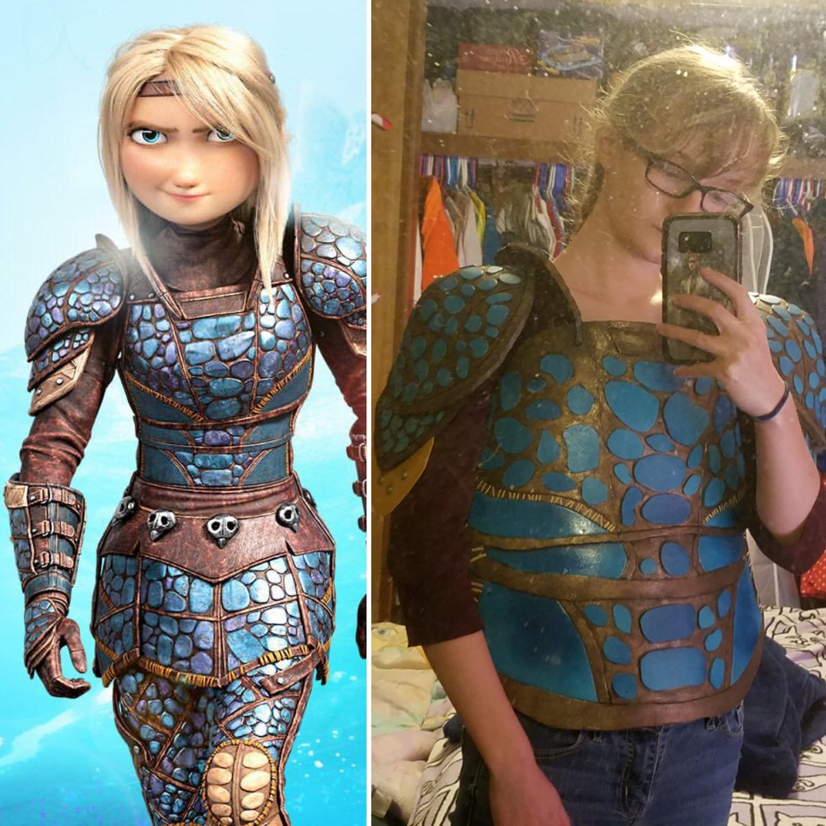 optiprime1600's tweet photo. Well, @AmericaFerrera, I am hoping this armor makes you proud! Just finished over 250+ hours of hand painting &amp; all the pieces are done. Just need to seal them all!
#AstridHofferson #AstridHoffersonCosplay #HowToTrainYourDragon #HowToTrainYourDragonCosplay #HTTYD #WIP https://t.co/nQ56B8zEDc
