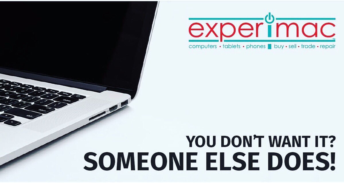 ExperimacEL's tweet photo. Looking to sell or trade in those old Apple®️ products you have lying around? We’ll take them off your hands! Stop by the shop and we’ll make you an offer! Open from 10AM-7PM Mon-Sat. 

#experimac #experimacel #refurbishedapple #forsale #apple #imac #macbook #ipad #iphone #trade https://t.co/FuiQp5QPTO