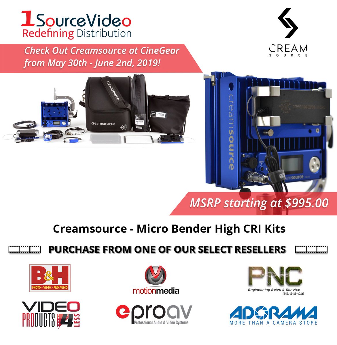 1sourcevideo's tweet image. The Creamsource Micro+ Bender High CRI Kits from @OutsightGlobal are built around the high performance 8.7 x 8.1 x 4.1&quot; Micro+ LED light! #Creamsource #1SourceVideo #CineGear #RedefiningDistribution #BandH #VP4L #MotionMedia #EProAV #PNCEngineering #Adorama