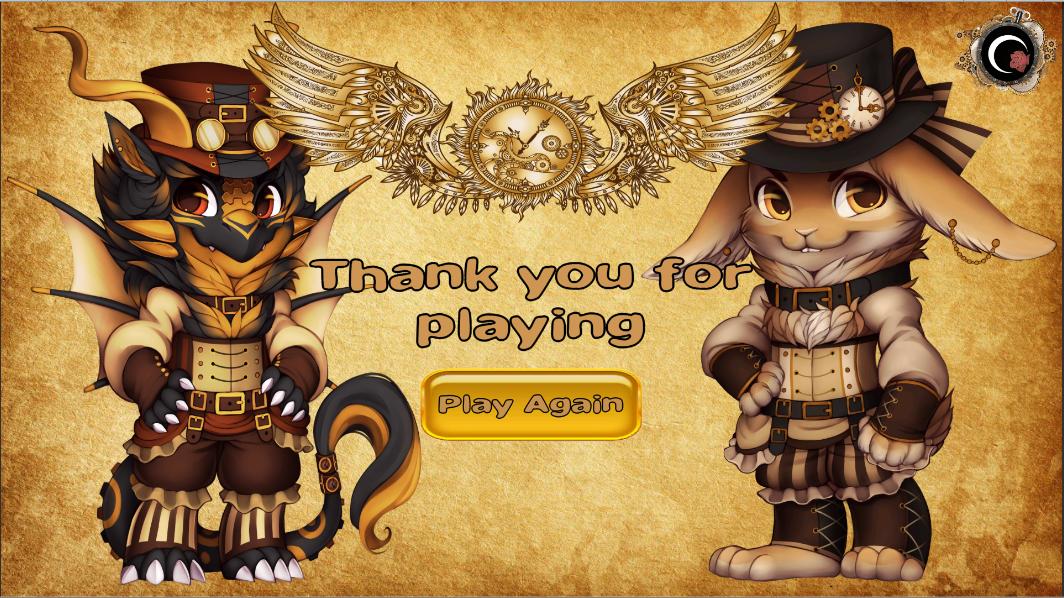 Oneiroi_Stu's tweet photo. Finish another game for my Udemy course. I didn't do any of the art and added a link to the website I found them. Went for a kid-friendly steampunk theme and NAILED IT! https://t.co/nfieFsPVRs