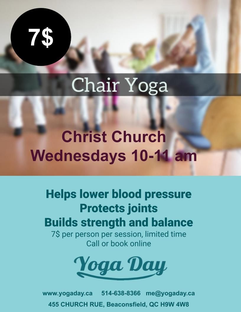 YogaDayMyDay's tweet photo. #ChairYoga #Yoga #YogaDayMyDay #Beaconsfield 
Join an hour session of Chair Yoga on Wednesdays at 10 am.
If you have back pain or difficulties to stand or lay down, Yoga Chair is your answer to practice Yoga. Join and try it. There is no obligation to enroll for the season. https://t.co/Y1Bjw99J47