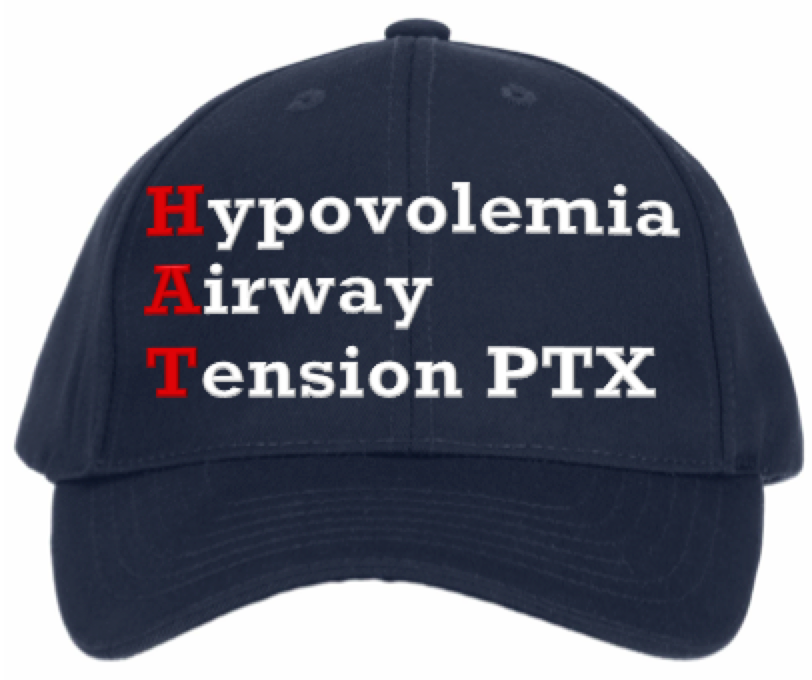 RoseCityResus's tweet photo. Remember to put on your 𝐇𝐀𝐓 when performing a prehospital traumatic arrest resuscitation! 

𝐇ypovolemia (IO/IV, fluid/blood, tourniquet)
𝐀irway (ensure effective ventilation/oxygenation)
𝐓ension pneumothorax (needle decompression) 

@kurzmc @nmrs244 @UCEmergencyEMS @hp_ems https://t.co/y1dr4Eg3FF