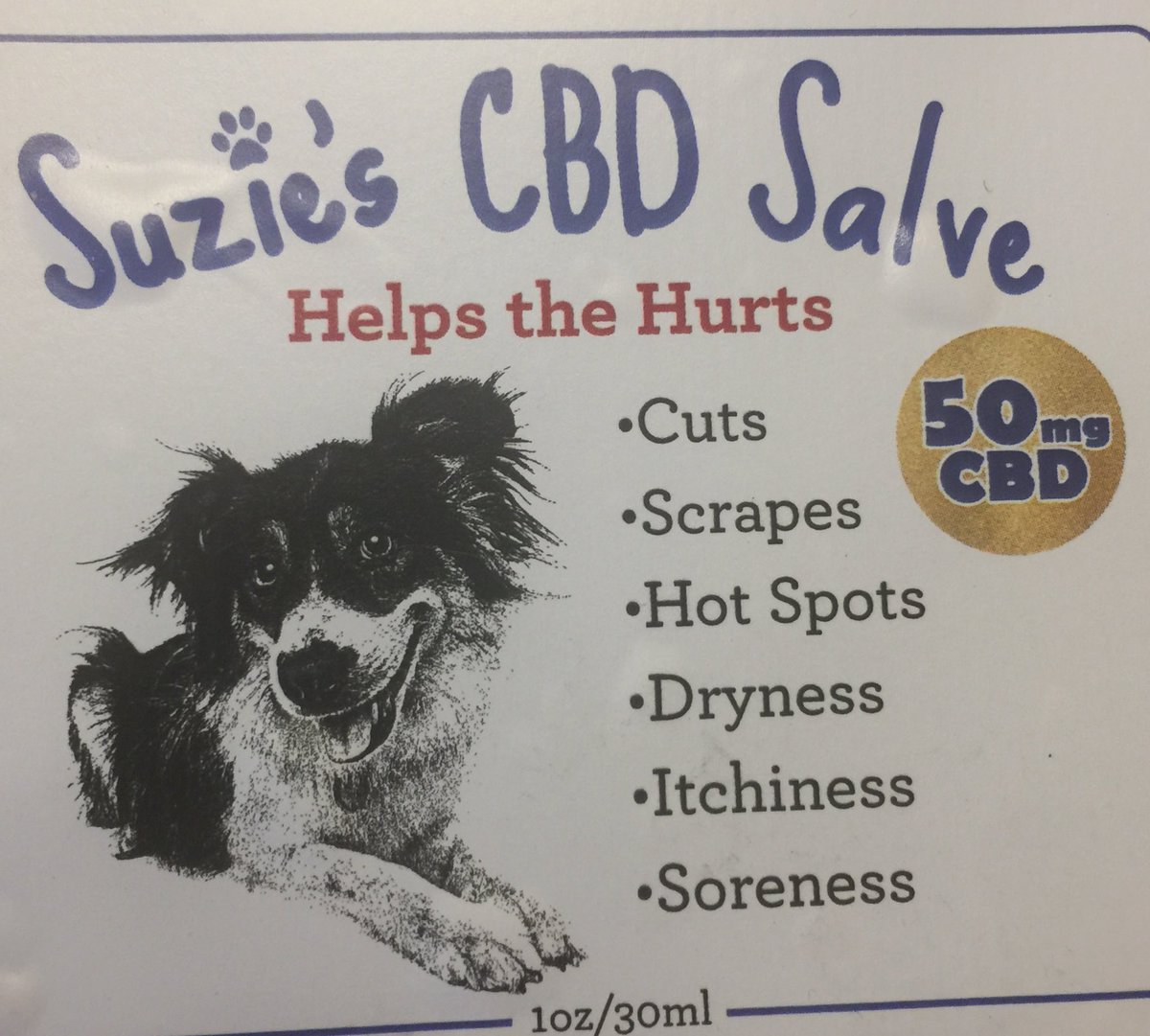So happy to make our Suzie’s CBD Salve available to our pet-loving friends. “It Helps The Hurts”. Helps sooth cuts, scrapes and itchiness.  Suzie’s CBD (tm) is trademark in use since 2017 by SuziesCBDtreats.com #CBD #petstagram #DogsofTwittter