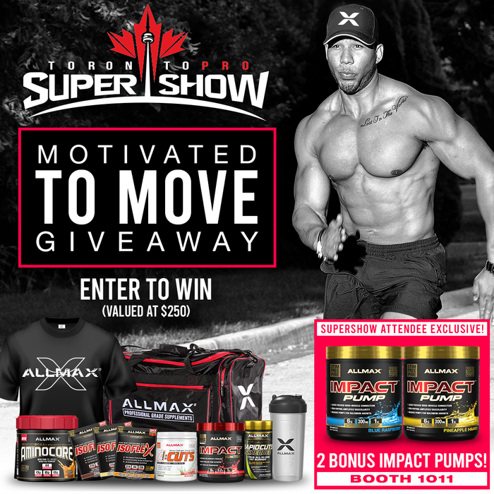 ALLMAX's tweet photo. Who’s coming to this weekend’s @TOProSuperShow? WIN HUGE inside the #ALLMAX BOOTH 1011. Prizes and giveaways including this #IMPACTPump GRAND PRIZE STACK!
#Toronto
#6ix
#FlexFriday https://t.co/AP5CeNqpsN