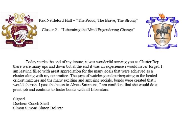 cluster2_rex's tweet image. Tonnika Richards 
Cluster Representative 2018/2019 
💙