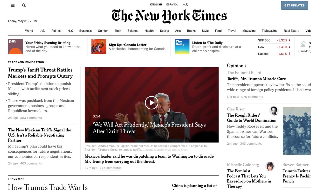 Debuta la mañanera de AMLO en <a href="/nytimes/">The New York Times</a>; por primera vez en la primera plana de edición Internet.