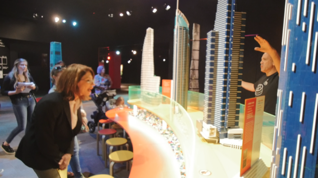 KimBMedia's tweet photo. SO cool filming with @LEGO_Group Certified Professional #RyanMcNaught at @discoveryplace today to promote the Towers of Tomorrow exhibit! We saw skyscrapers from all over the world without ever leaving #Charlotte! #Brickman #Lego #DiscoveryPlace https://t.co/u2YsBNH2AA