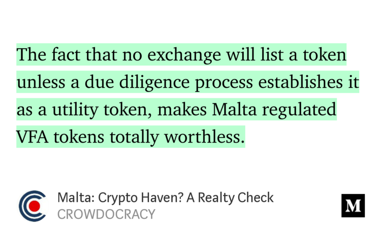 DorothyNelson90's tweet photo. Hey @Rachelwolf00  @ForbesCrypto @MFSAComm @MaltaBCCampus @bitmalta @BlockchainMT @Joecuschieri @VFA_Hub If this analysis is credible is there any future for the #blockchainisland? Just curious "Malta: Crypto Haven? A Realty Check" - @CROWDOCRACY https://t.co/yll5xKB4I0 https://t.co/8dAU4gX5ee