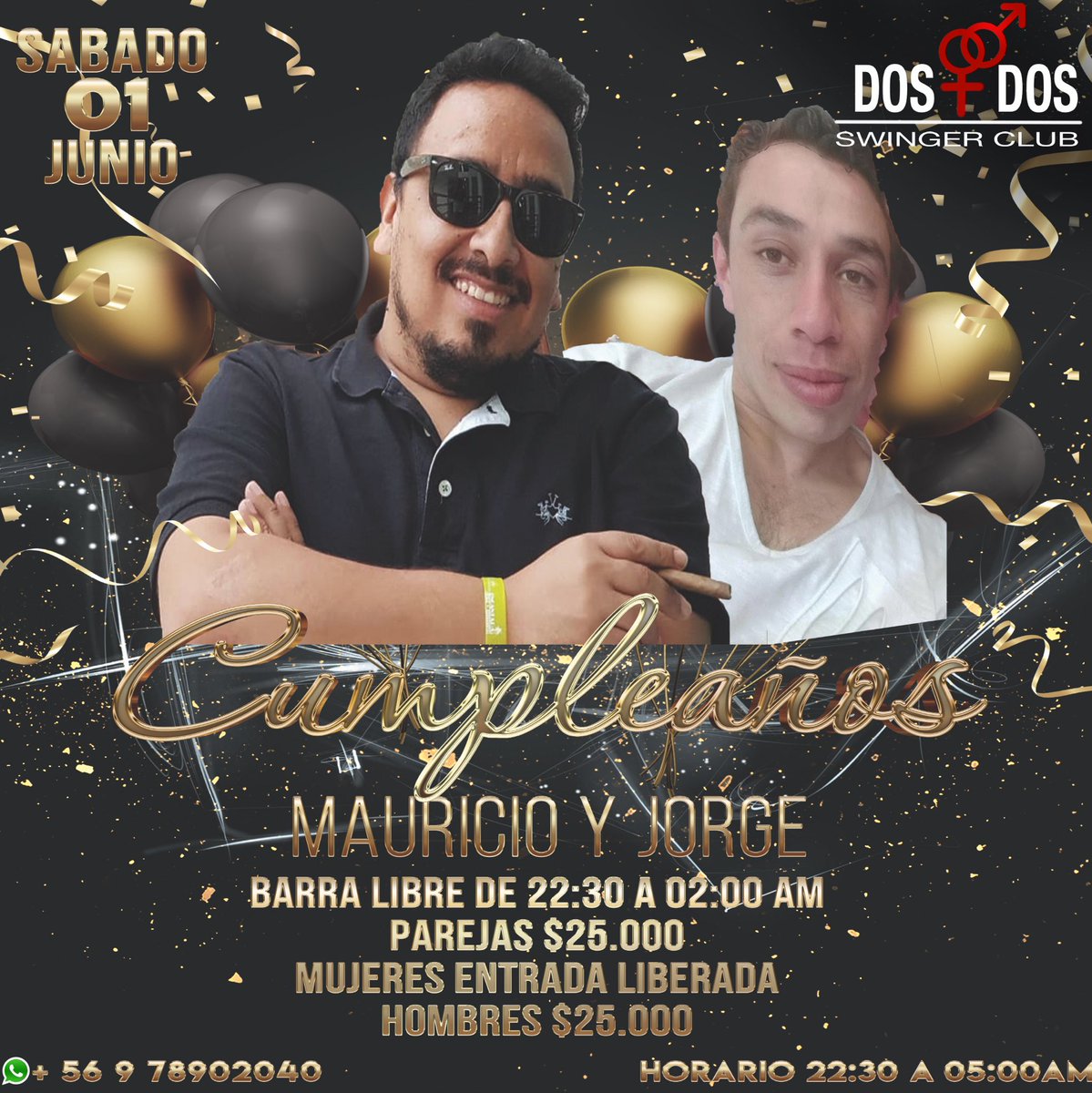 DosMasDosSWClub's tweet photo. HOY VIERNES FLÚOR Y MAÑANA SÁBADO DE CUMPLEAÑOS 

Viernes celebramos cumpleaños de Majo y sábado celebramos en grande el cumpleaños de Mauricio y Jorge, los esperamos con cocktail, shows, dj en vivo, lockers, zona fumadores, sorpresas y mucho más!

Barra libre de 22:30 a 02:00am https://t.co/Udy99b3e91