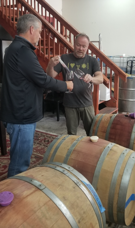 Fine-tuning the blend for next year's release with Co Founder John Hahn & #Napa Cult Winemaker, Bryan Page. Going to be a good one! Happy Friday! #ClubNoQuarter #NoQuarter #MtVeeder #wine #winemaking #winelover