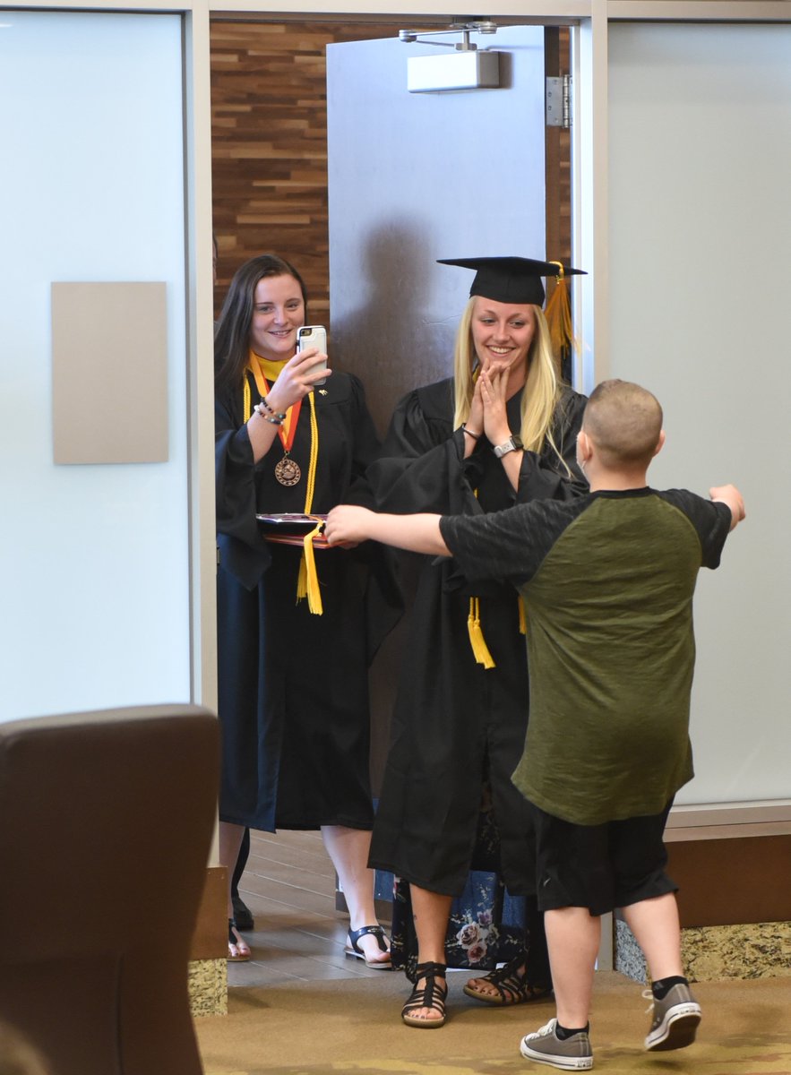 FerrisState's tweet image. Diploma, ceremonial hood presented to Ferris graduate following organ donation that kept her from commencement, earlier this month.

Read the full story: tinyurl.com/y4ggjpwp
