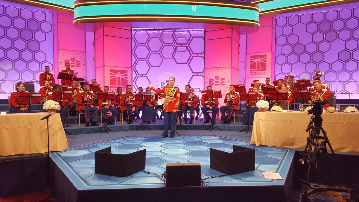 The U.S. Marine band plays at the <a href="/ScrippsBee/">Scripps National Spelling Bee</a> banquet.
