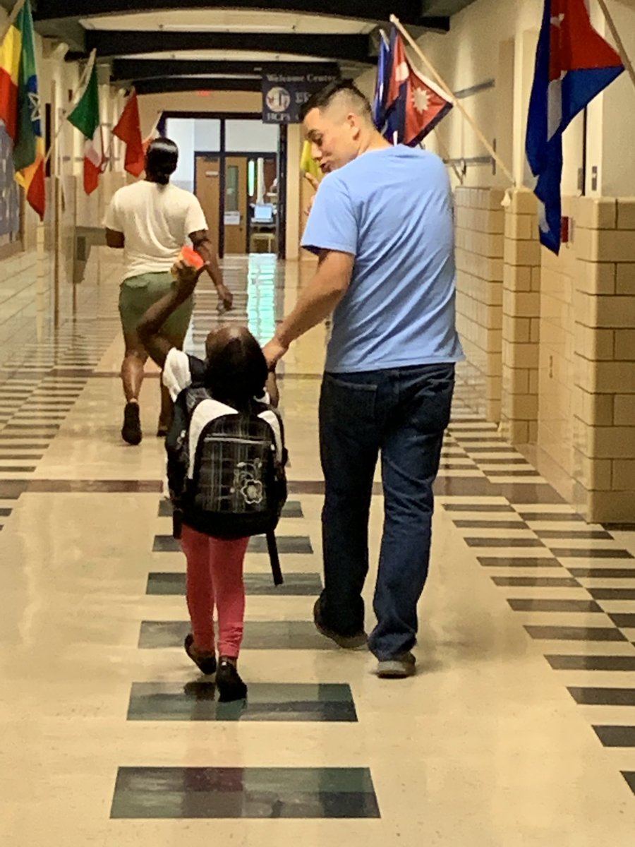 WHKeister's tweet photo. Mr. Cardoso walking a preschool student to class. Such amazing staff and students at our school. https://t.co/Amm1JCRGoT