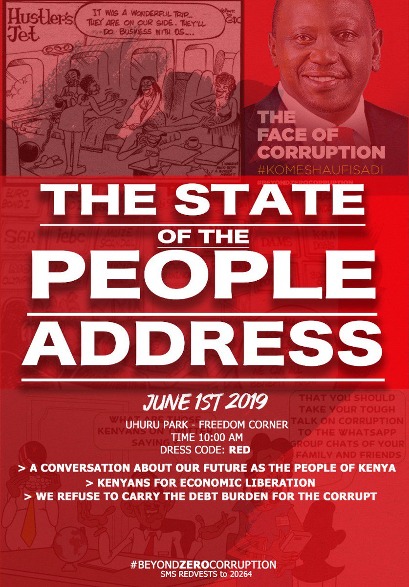 ElvinKabugi's tweet photo. #BeyondZEROCorruption: Update - State of the People Address June 1st 2019. Happening in Turkana and Nairobi simultaneously. Can't make it? Dress in red in solidarity. Anything red in colour. #RedVestsMovement #switchoffkplc https://t.co/OmVed5NKPE