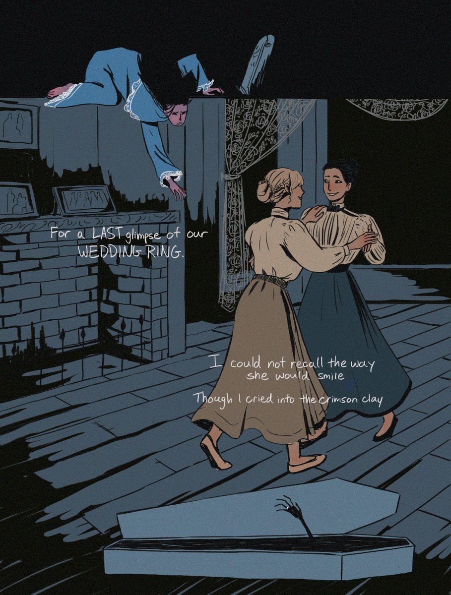 hey! i made an 8 pg comic about a woman hysterically digging for her dead wife (1/2)