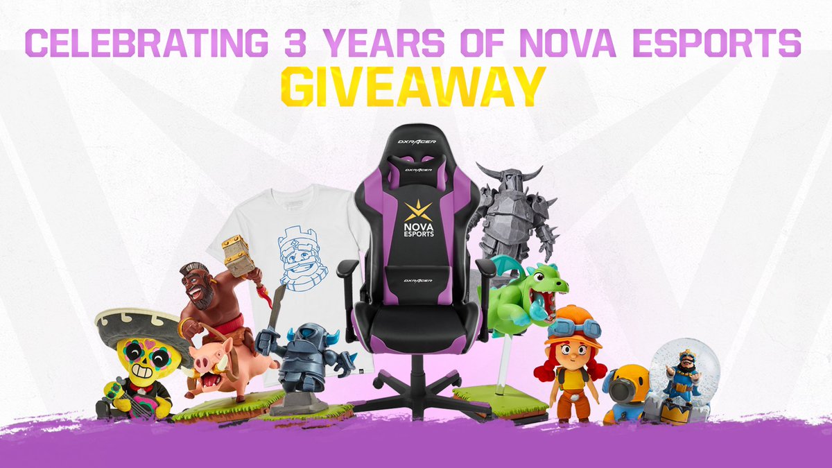 NovaEsportsTeam's tweet image. 🎉🎂 IT'S OUR BIRTHDAY! 🎂🎉

We've had an incredible 3 years—thank you all for being a part of it. 💜

To celebrate, we're giving away a Nova x @DXRacer gaming chair, and a heap of Supercell shop merchandise! 

Remember to Like + RT ✅

ENTER: gleam.io/competitions/5…