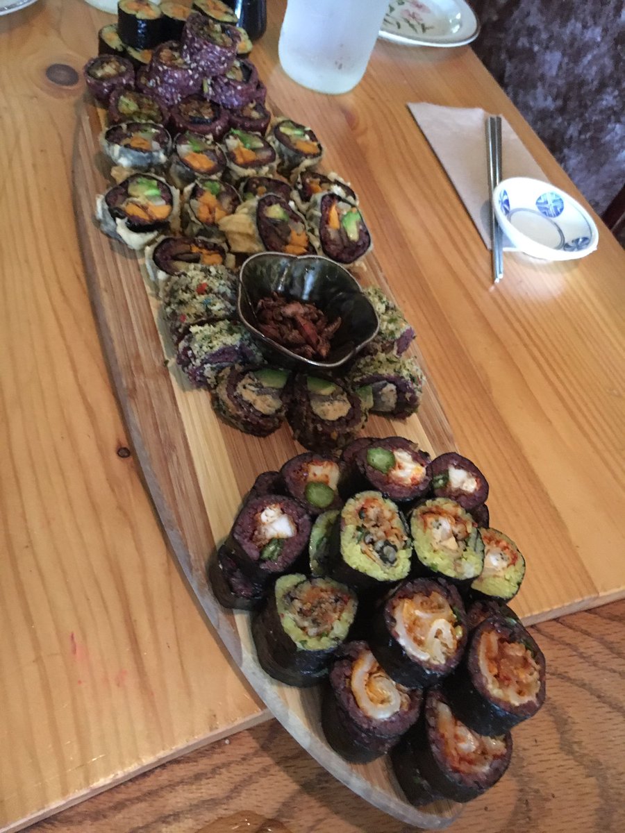 WatkinsonSchool's tweet photo. Zoology &amp; Botany students enjoying #SustainableSushi @MiyasSushi w/ chef/owner Bun Lai about eating wild plants, #InvasiveSpecies and #SustainableSeafood. 

Our meal: soup made from edible weeds, sushi made with invasive catfish &amp; some amazing, spicy fried crickets! https://t.co/aDBbGMXplv