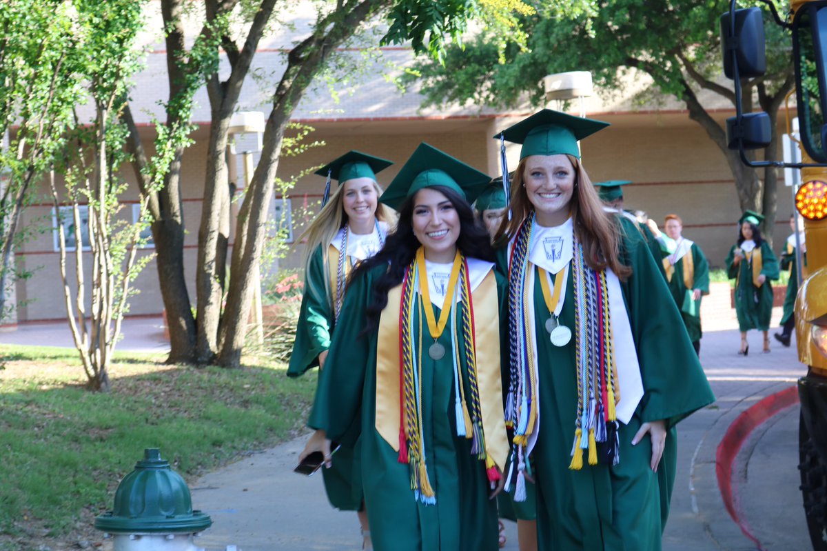 Carrollisd's tweet photo. Itโs almost time! Graduates are on the way to Dragon Stadium for tonightโs commencement ceremony! #CarrollGrad19 #TraditionNeverGraduates https://t.co/8i2W2BVhfc