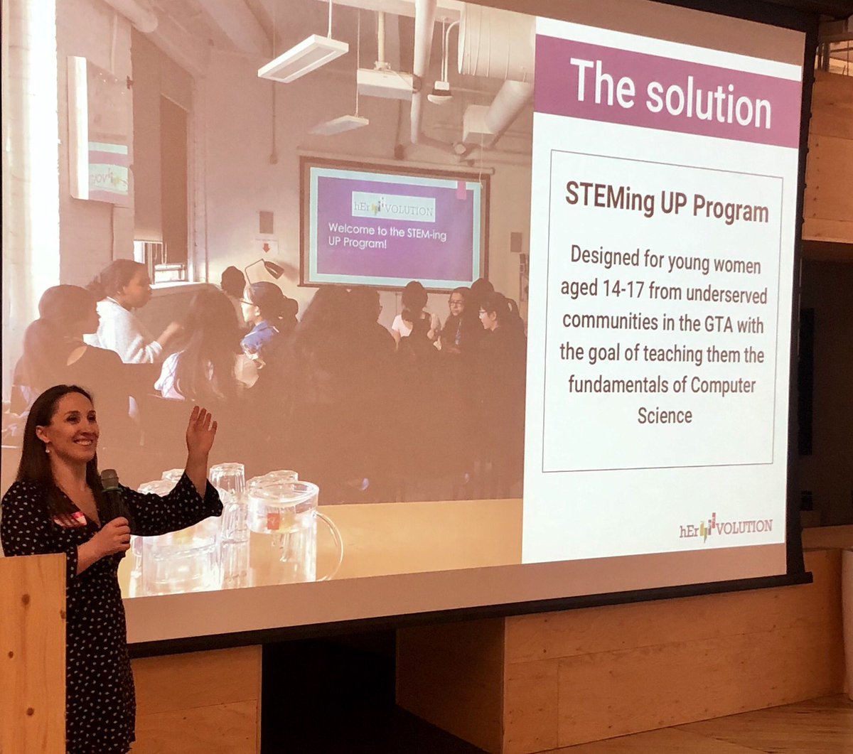 hEr_VOLUTION's tweet photo. “Most STEM Programs are inaccessible to young women or have no relation to post-secondary learning. So we created something to get them started, continue their education, and build a career in STEM.”
@DoinaOncel on the #STEMingUP program at @Shopify for #DLWeekTO https://t.co/WkfzbSVK6y