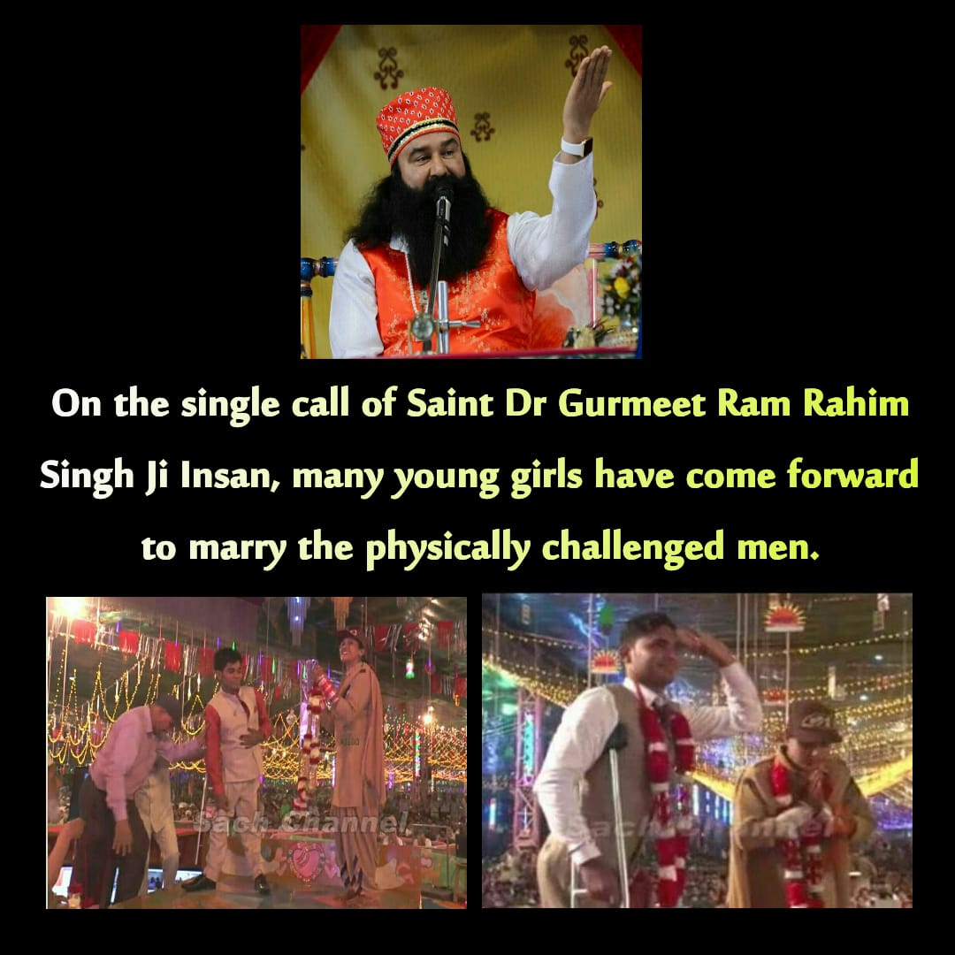 Palak210's tweet photo. #WomenOfCourage
Many young girls have come forward to marry the physically challenged men......
@gurmeetramrahim https://t.co/4YKJ4YziG6