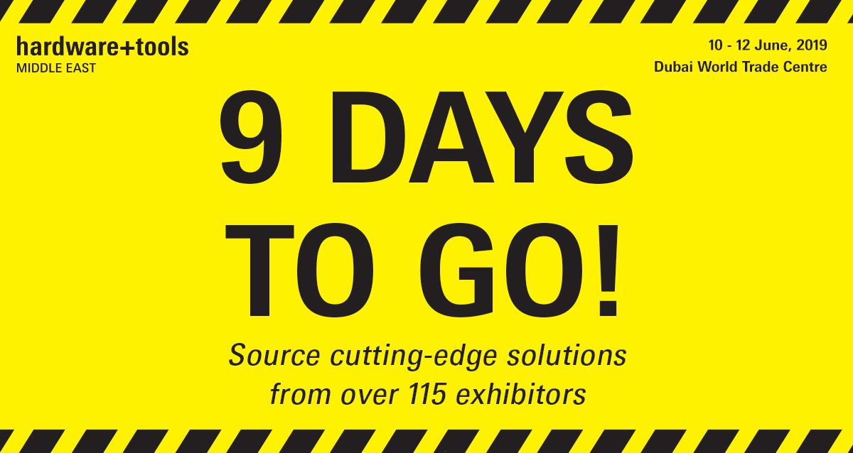 hardwaretoolsme's tweet photo. 9️⃣ days to go to #HardwareToolsME 2019! Source cutting-edge solutions from over 115 participating exhibitors from across the globe presenting their latest products latest #tools, #hardware, #materials and #machinery for regional business owners, and more https://t.co/9tHAaOxR3o