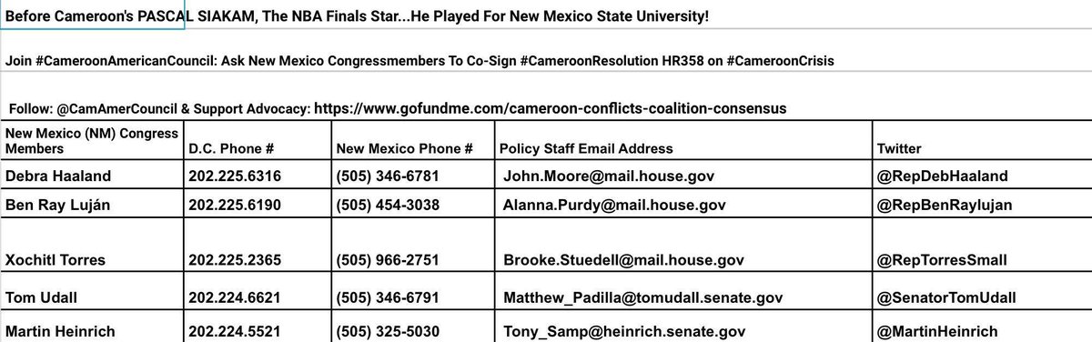 CamAmerCouncil's tweet photo. Before #Cameroon's PASCAL SIAKAM Was NBA Finals Star, He Played For New Mexico State University!
Join #CameroonAmericanCouncil Ask New Mexico Congressmembers To Co-Sign #CameroonResolution HR358 on #CameroonCrisis
Follow: @CamAmerCouncil &amp; Support Advocacy https://t.co/rekZnTlxx2 https://t.co/OtJSdLSIGa