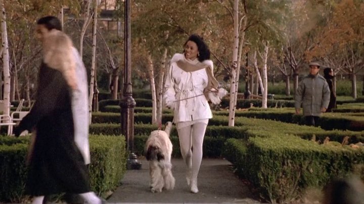Lela Rochon plays Christie, a beautiful airhead who falls for Marcus& #39; tricks. Sis was dedicated to her all-white/beige aesthetic (even the dog matched her outfit, lol).