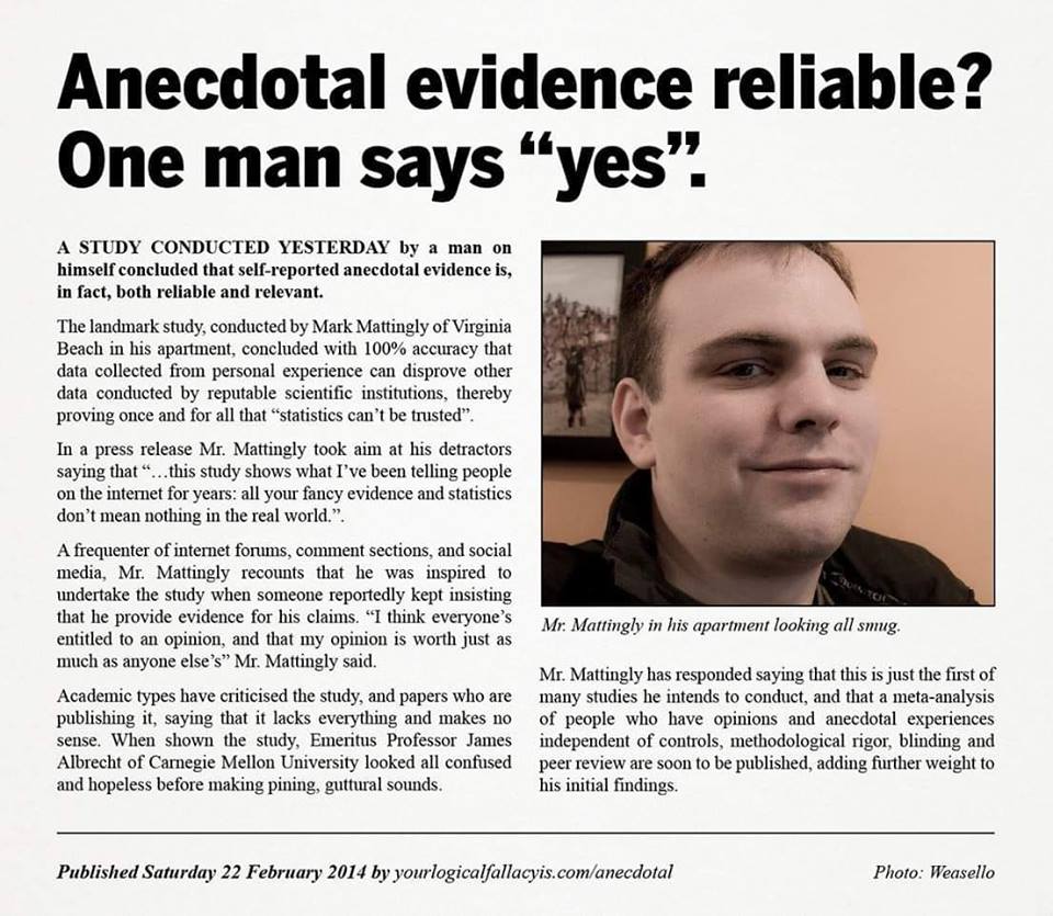 BTRadford's tweet image. Local man confirms reliability of anecdotal evidence.