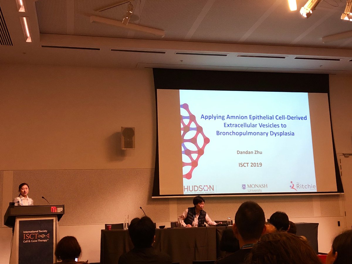 BiotechBec's tweet image. Woot woot! Our very own @DandanZhu8 presenting her postdoc work on helping #pretermbabies in the EV session @ISCTglobal @ISCT_ESP #ISCT2019
 
@Hudson_Research @SCSMonash @RitchieCentre @LimLab_
