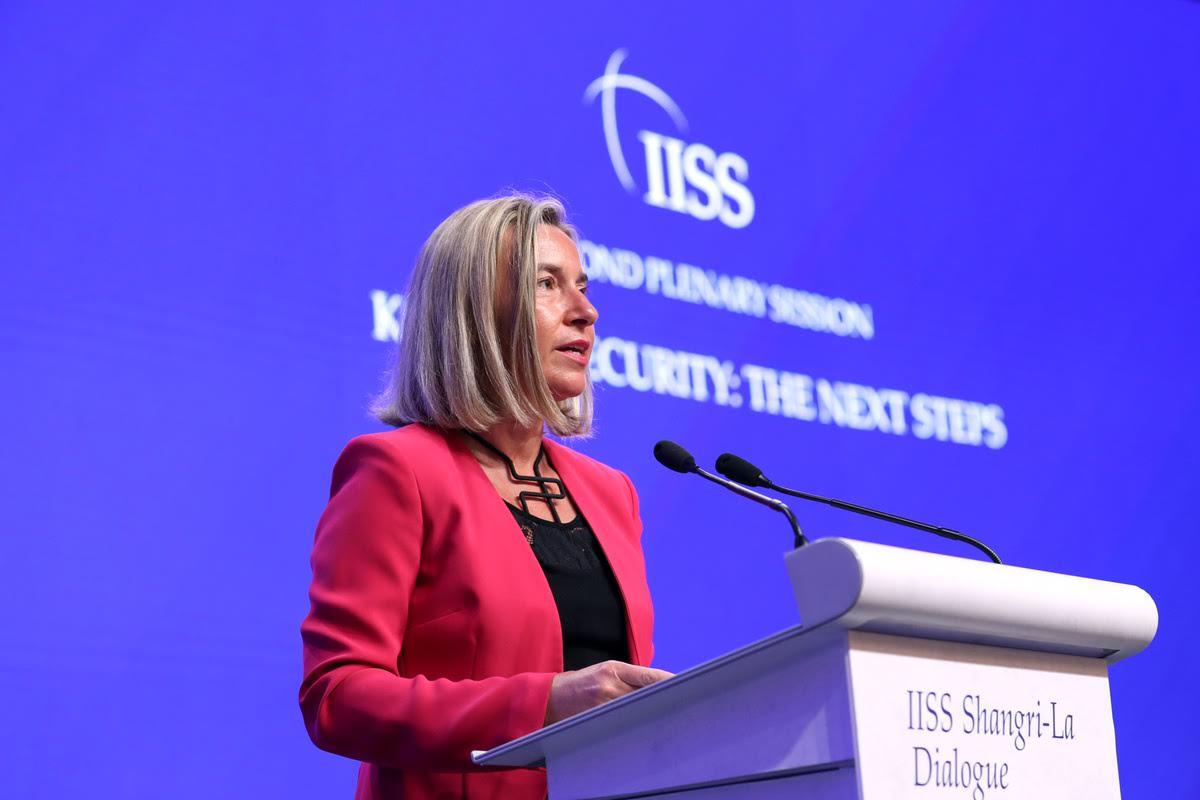 EUinSingapore's tweet photo. EU HRVP @FedericaMog on EU role in Asia: “We are cooperating very well...our partnership is increasing.”
Highlights enhanced collaboration in trade starting with 🇸🇬 #EUSFTA, political cooperation #ESPCA &amp; areas of security.    #SLD19 @IISS_org #EUSG🇪🇺🇸🇬 https://t.co/fc2P8ZCroo
