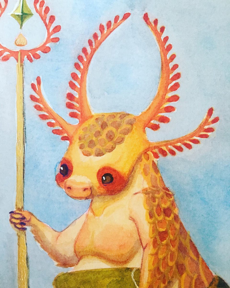DragonWhiskey's tweet photo. Joined in on @DinaNorlund #RandomCreatureDesign challenge this month and had so much fun combining an Axolotl, Pangolin, Raccoon hybrid. Unfortunately my watercoloring skills let me down (stupid shadows😩), but he’s still fairly cute😁 https://t.co/EgB3dNKgoN
