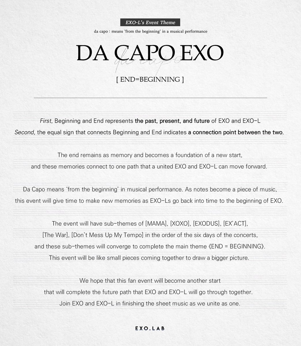 exo_lab's tweet photo. <EXpℓOration Fandom Event> theme

DA CAPO EXO

#EXO #엑소 @weareoneEXO #DACAPO_EXO #EXplOration https://t.co/Pgi2gnTjzI