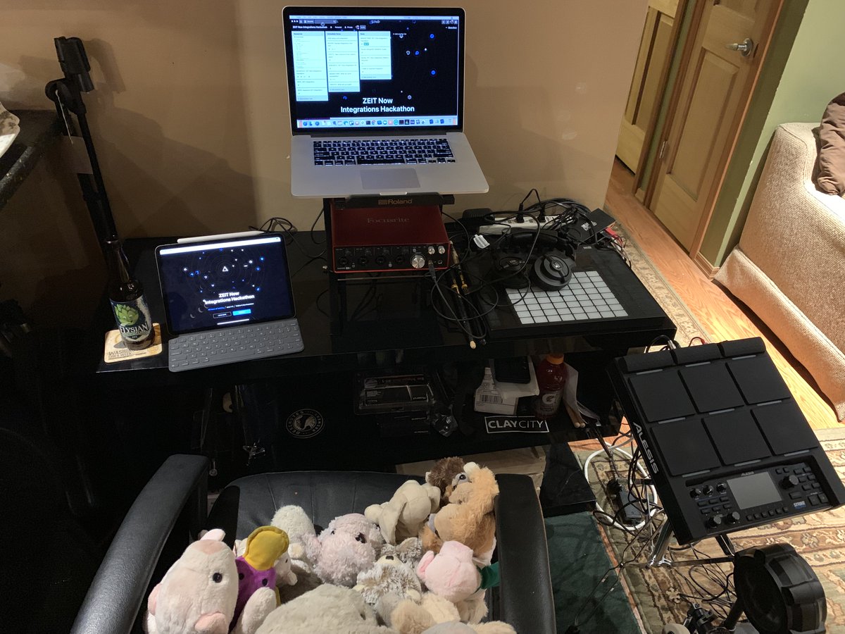 therobbrennan's tweet photo. The team is getting assembled and studying some basic ZEIT Now Integrations. Hackathon kicks off tonight at midnight PST #ZEITHackathon https://t.co/Z06WEbpXVa