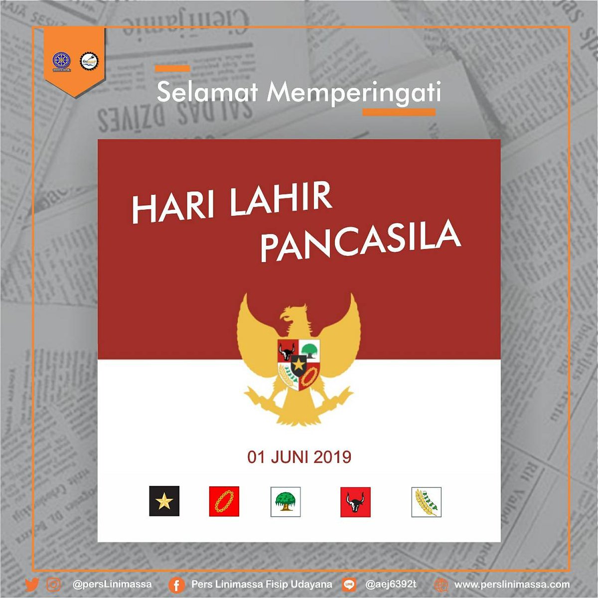 persLinimassa's tweet photo. [SELAMAT MEMPERINGATI HARI LAHIR PANCASILA]

Pancasila sebagai ideologi negara adalah simbol dari keberagaman bangsa Indonesia. LPM Linimassa mengucapkan selamat memperingati Hari Lahirnya Pancasila. Mari bersama perkokoh persatuan dan kesatuan bangsa.

#linimassa 
#JARGON https://t.co/0OHhtjBrQj