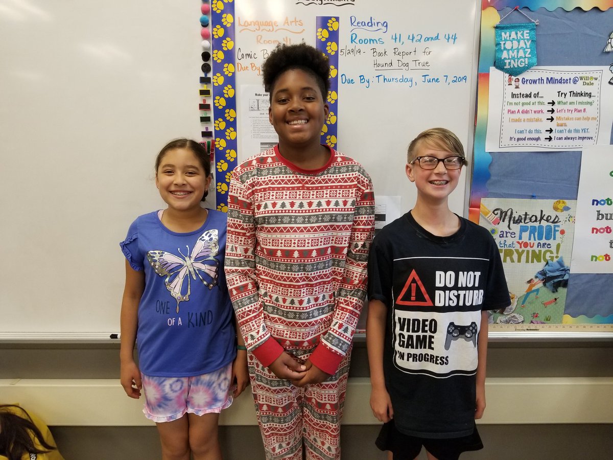 miss_stecklein's tweet photo. P is for Pajamas.  PJ day @ Wiilow Dale. #abccountdown2019 #fifthgraderocks @Willow_Dale_ES https://t.co/9LgoczfpsM