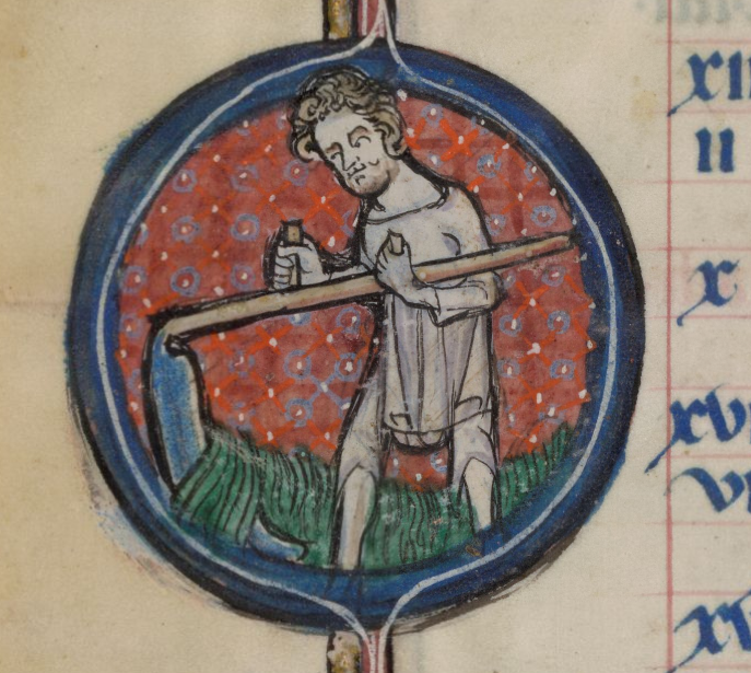 ClerkofOxford's tweet photo. In medieval calendars, the usual image for June is people cutting the grass - in varying states of undress...

(Images from four calendars for June, BL Lansdowne 383, Add. 50000, Harley 2915, Yates Thompson 13) https://t.co/WNhHUrewCd