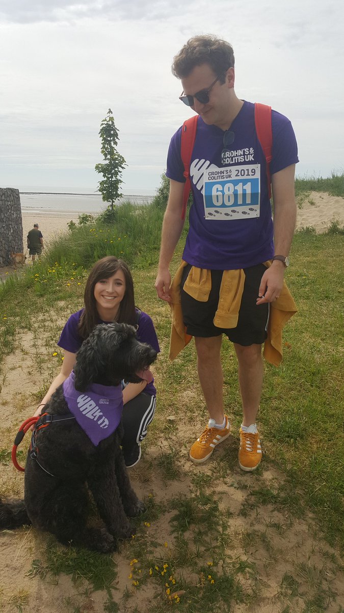 CCUKSouthWales's tweet photo. A few of our fab participants In #Swansea today - Jess, Chris, and obviously the star of the show, Lily! 🐶🥇 #DogsInBandanas #WALKIT #Swansea #dogsoftwitter #DogsAtWalkIt #crohnscolitisuk https://t.co/32u48hi1HZ
