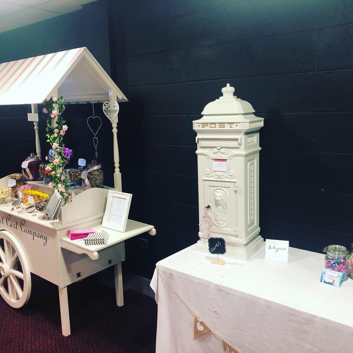 Pink &amp; silver #sweetcart for a lovely summer #wedding at the lovely @slcukofficial with our #postbox #congratulations #bigday #summer