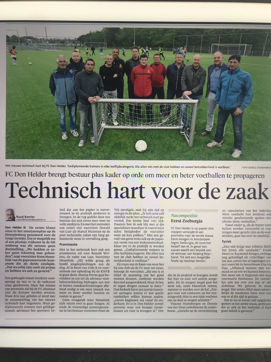Wat een mooi artikel in het <a href="/NHDsportHC/">NHDsportHC</a> vanochtend over ons technisch beleid. Prachtige club mensen. #meerenbetervoetballen