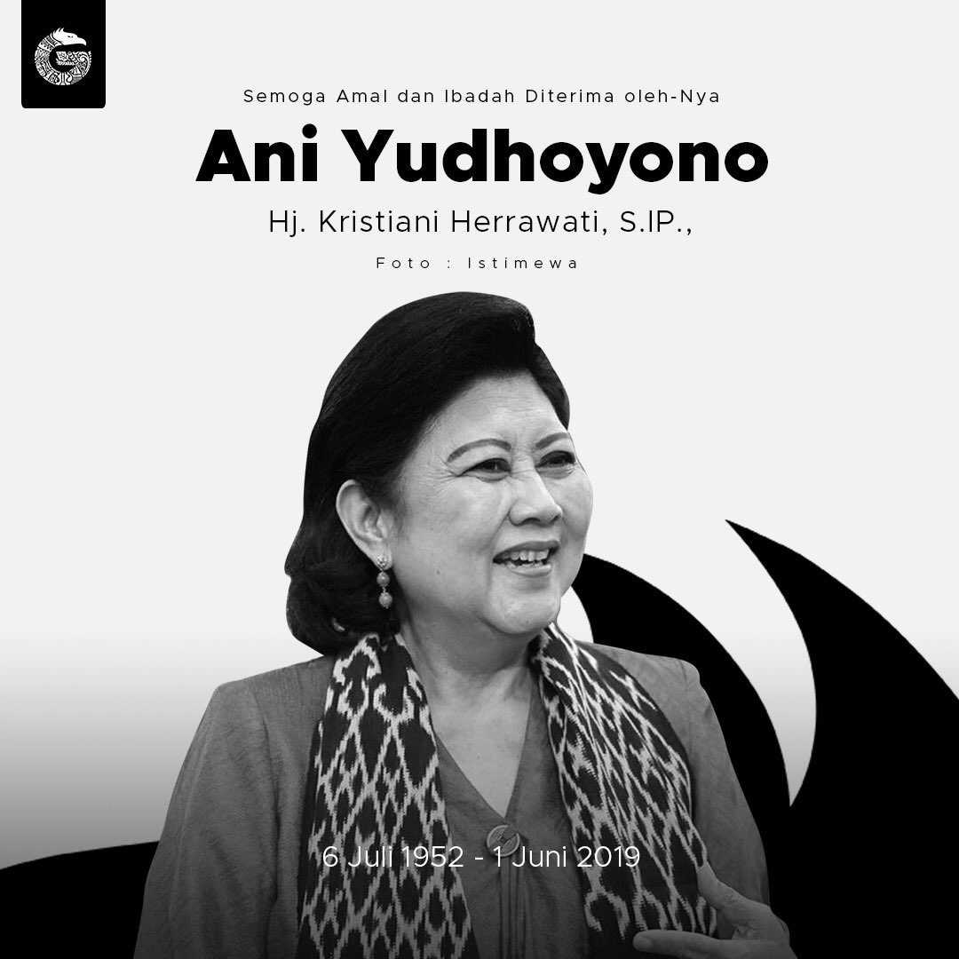 GNFI's tweet photo. Innalillahi wa inna ilaihi raji'un, keluarga besar Good News From Indonesia turut berduka cita atas wafatnya Ibu Ani Yudhoyono di Singapura hari ini pukul 11.50 waktu setempat. Rest in peace

#ripaniyudhoyono https://t.co/5eA2GN6SKc