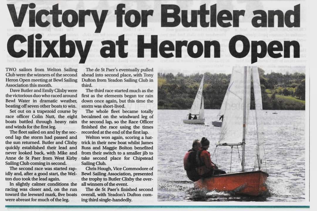 Congratulations to Tony Dufton on coming 3rd at this Heron open meeting.