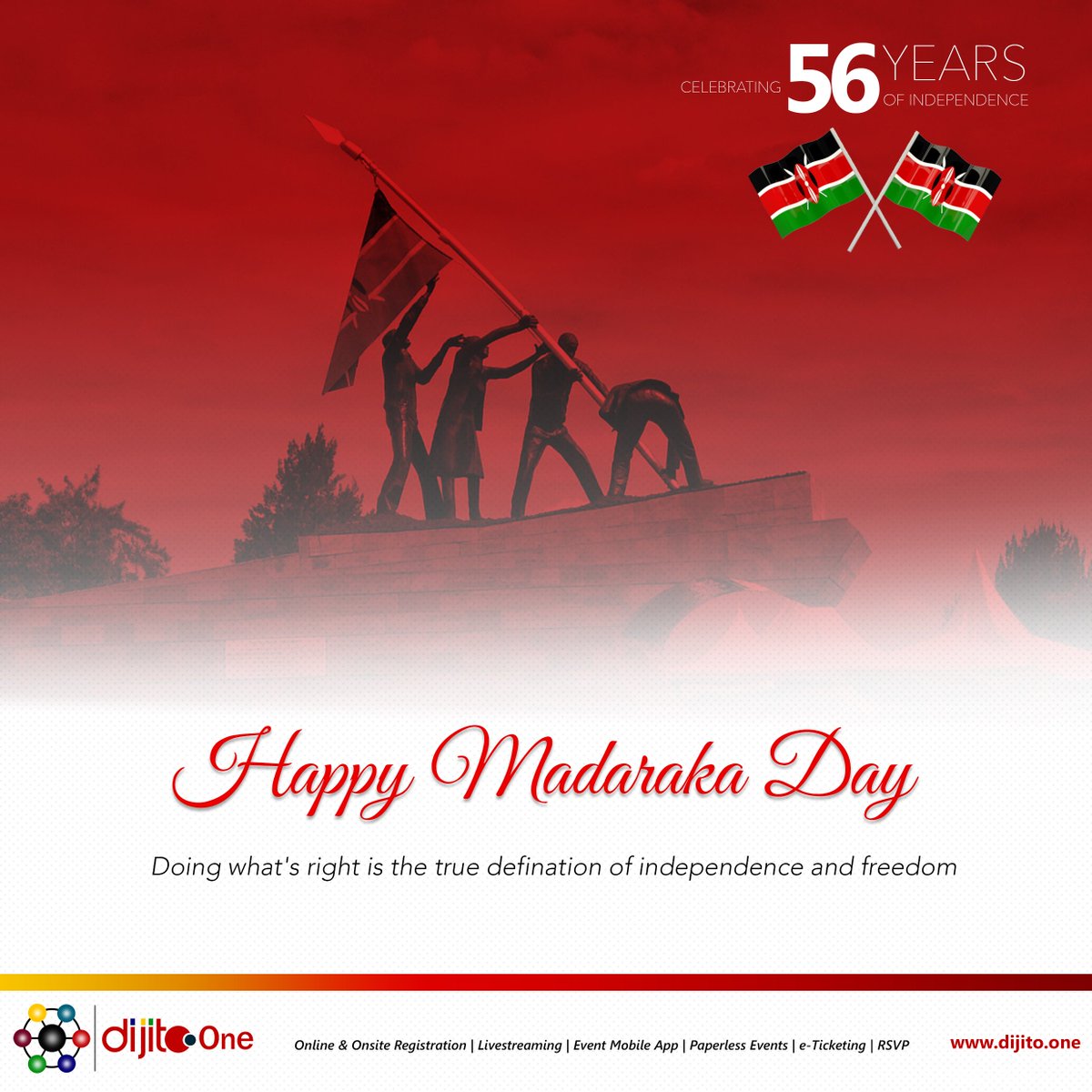 DijitoOne's tweet image. Wishing all Kenyans a Happy Madaraka Day. #HappyMadarakaDay #MadarakaDay #EventAutomation