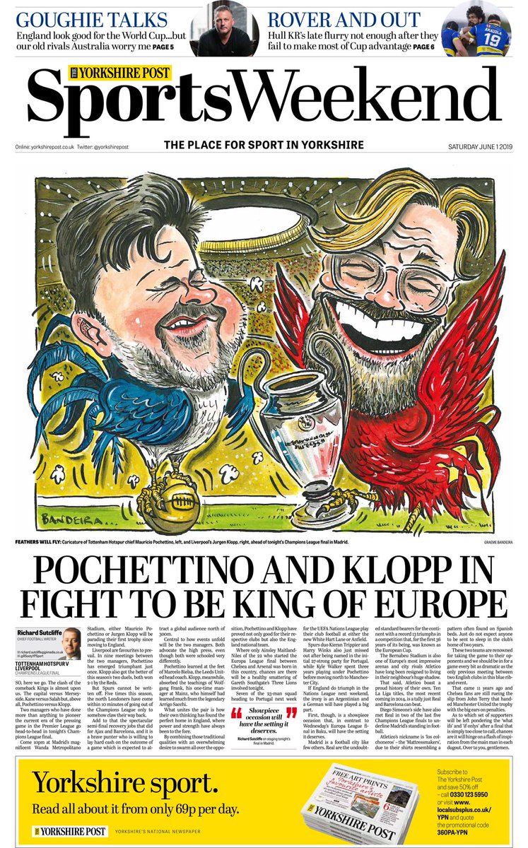 Good morning #Yorkshire, here is your copy of this weekend's edition of The Yorkshire Post, complete with.....
 
92-page Magazine 📰 
28-page Country Week supplement 🛤️
10-page Sports Weekend ⚽️
14-page Property Post 🏘️
8-page Motoring 🚗

Hope you enjoy your weekend read.