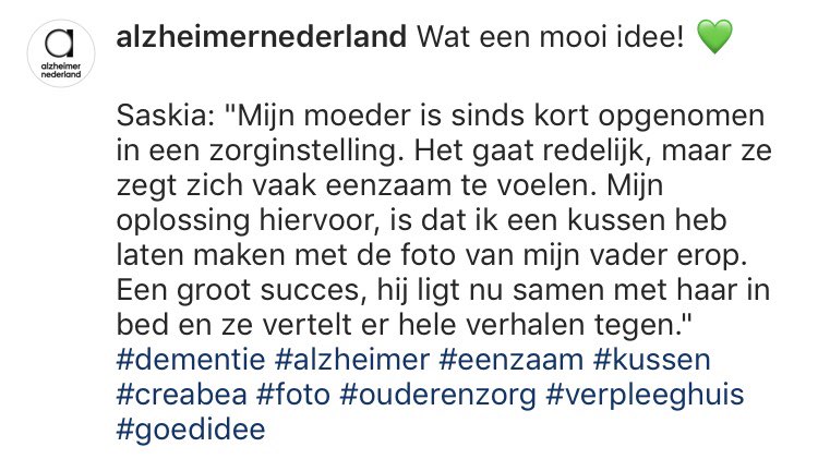 Lief idee! #fotokussen #dementie #alzheimer (via <a href="/alzheimernl/">Alzheimer Nederland</a>).